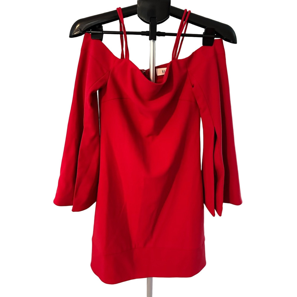 NWT ELLIATT RED OFF THE SHOULDER LONG SLEEVE DRESS